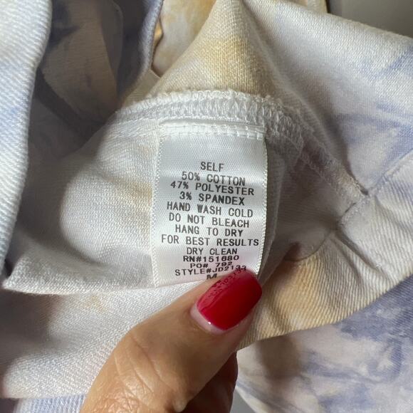 Storia NEW w/ Tags Tie Dye Yellow‎ Blue White Overall Pinafore Mini Dress Medium - Picture 9 of 9